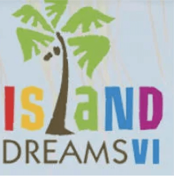Colorful "Island Dreams VI" logo with palm tree.